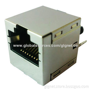 RJ45 1x1 Vertical Through-hole 100Base-T Connector Without LED with Transformer